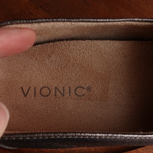 Vionic Loafers Women Size 7.5 Silver Gray Kensley Leather Preppy Comfort Shoes - Picture 11 of 13